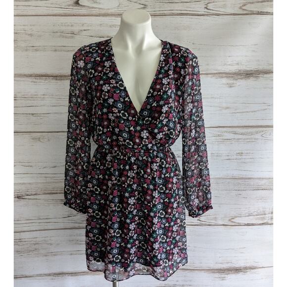 Express Floral Long Sleeve Mini Dress Sz xs - Picture 1 of 4